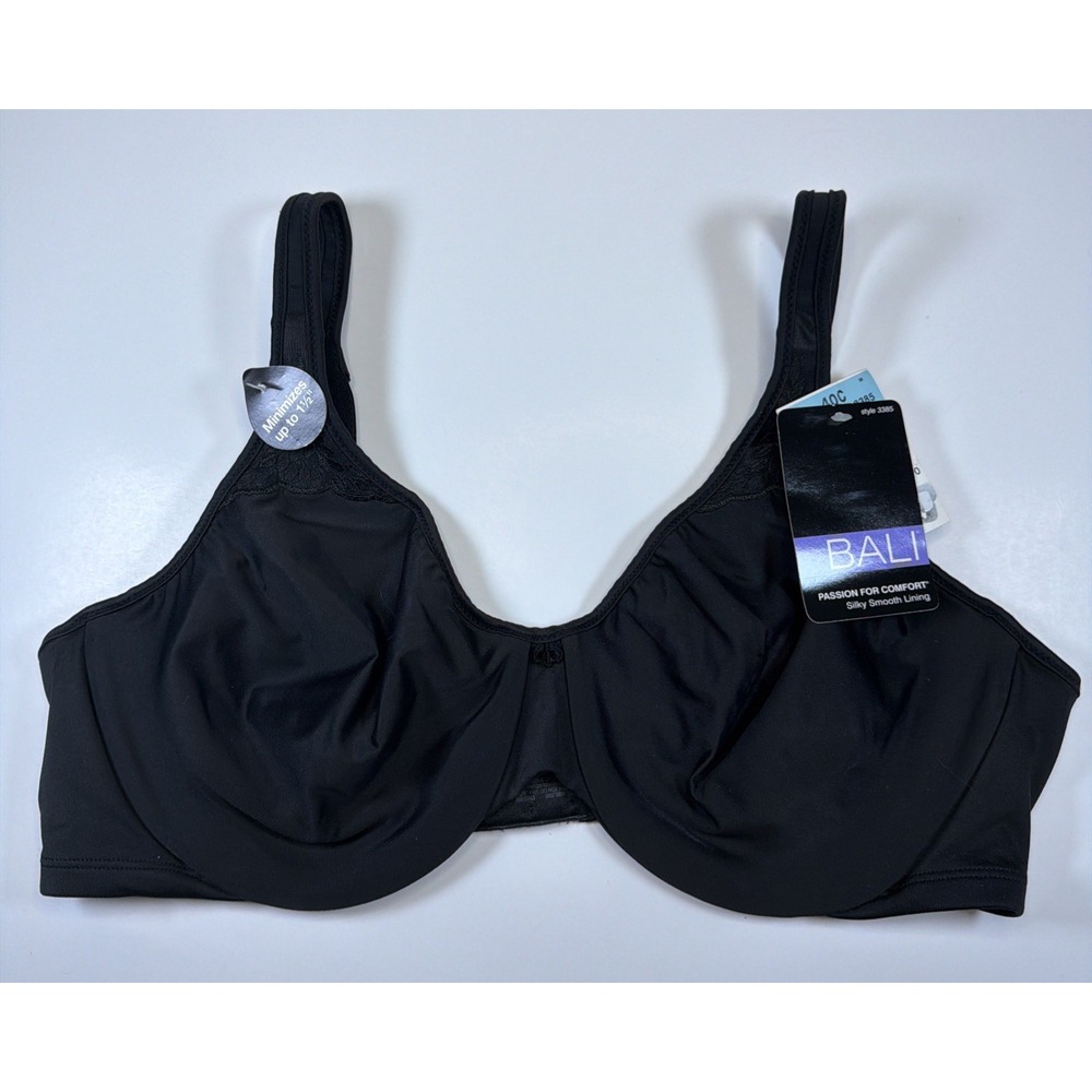 Bali Womens Passion For Comfort Underwire DF3385 Minimizer Bra Black 40C NEW